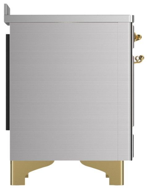 Ilve® Majestic III 48" Stainless Steel Pro Style Induction Range with Triple Glass Door and Brass Trim-3