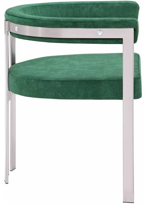 Meridian Furniture Marcello Green/Brushed Chrome Velvet Dining Chair-3