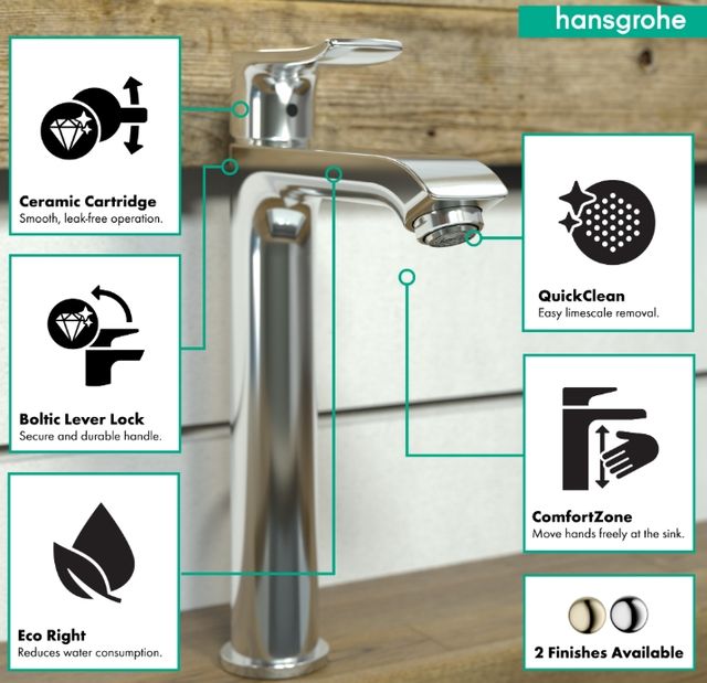 Hansgrohe Metris Chrome Single-Hole Faucet 200 with Pop-Up Drain, 1.2 GPM-3