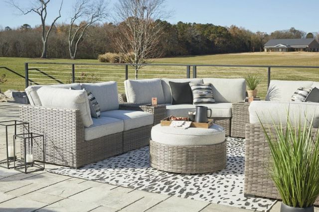 Signature Design by Ashley® Calworth Beige Outdoor Ottoman-3