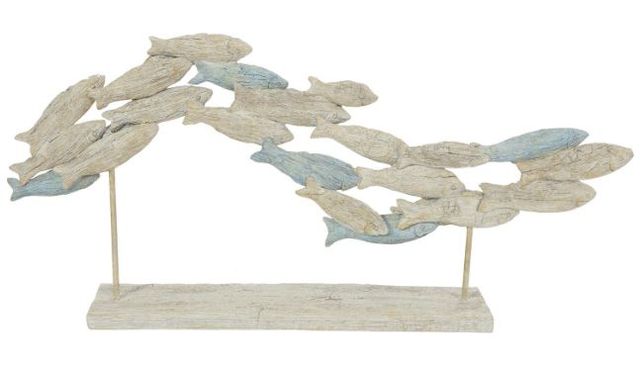Deco Marche Light Blue Polystone Fish Sculpture-2