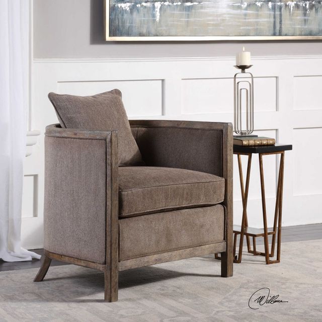 Uttermost® Viaggio Gray Accent Chair-1