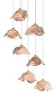 Currey & Company Catrice Painted Silver/Contemporary Silver Leaf/Natural Shell 7-Light Multi-Drop Pendant-0