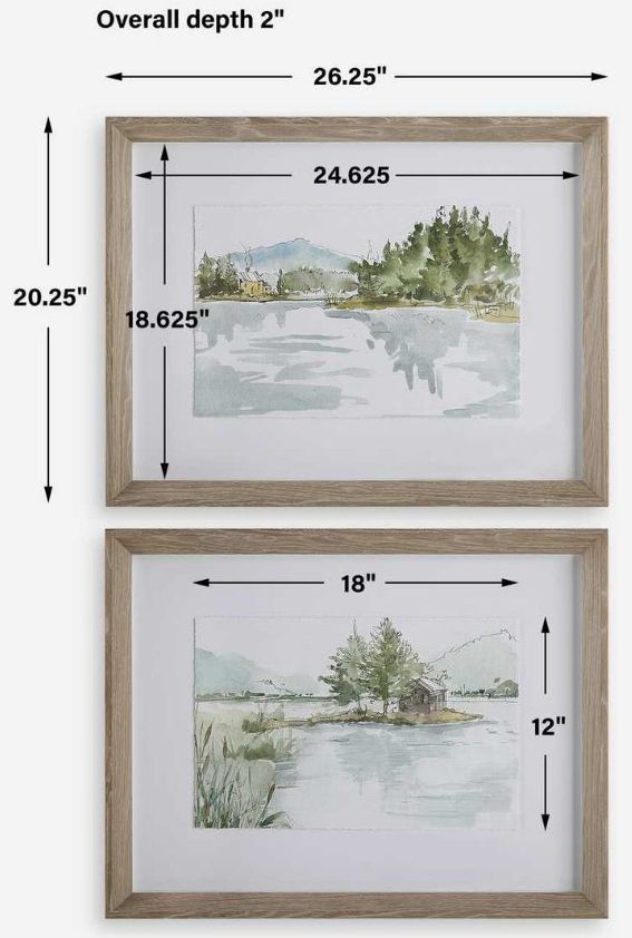 Uttermost® Serene 2-Piece Lake Framed Prints Set-2