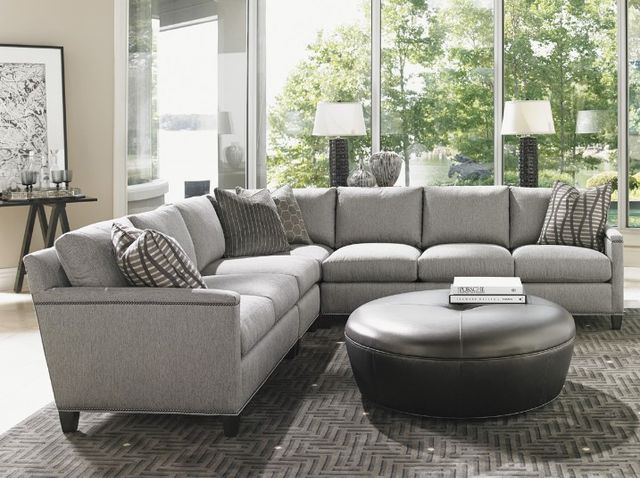 Lexington Home Customizable Claudia Round Leather Ottoman-1