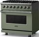 Viking® 5 Series 36" Eucalyptus Pro Style Dual Fuel (NG) Range with Polished Chrome Trim-3