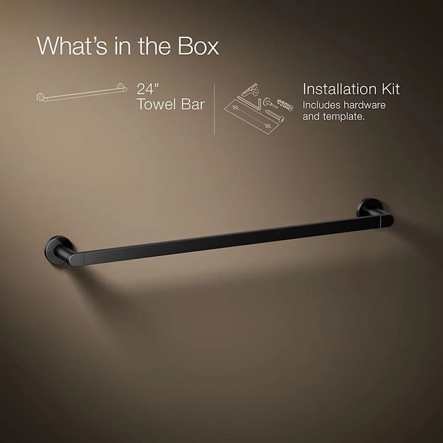 KOHLER® Composed® Matte Black 24" Towel Bar-3