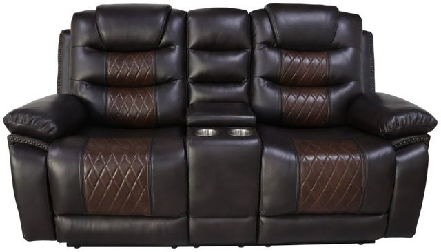 New Classic® Home Furnishings Nikko Brown Dual Manual Reclining Console Loveseat-2