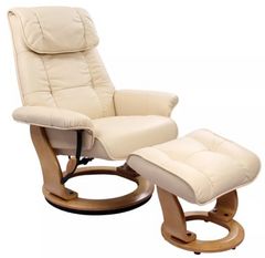 BenchMaster Caribbean Line Ventura Cream Recliner with Ottoman Set