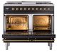 Ilve® Nostalgie II Noblesse 40'' Glossy Black Pro Style Dual Fuel Range with Brass Trim-2