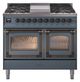 Ilve® Nostalgie II Noblesse 40'' Blue Gray Pro Style Dual Fuel Range with Burnished Trim-0