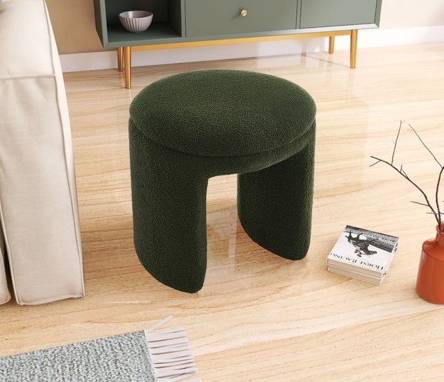 Meridian Furniture Bowen Olive Green Fabric Ottoman/Stool-3