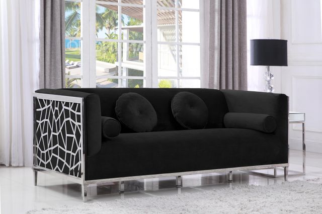 Meridian Furniture Opal Black Velvet Sofa-1