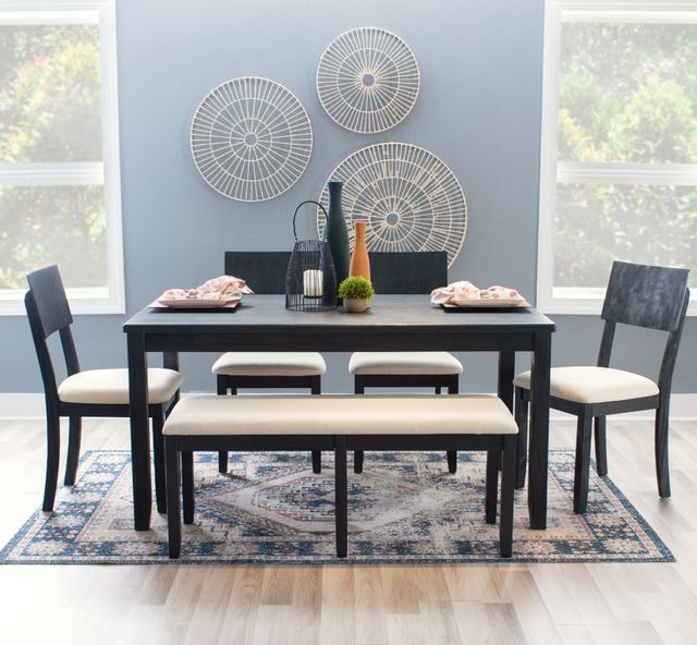 Linon Jordan 6-Piece Beige/Dark Charcoal Dining Set-1
