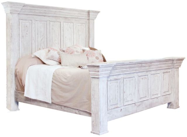 International Furniture Direct Terra Vintage White Queen Panel Bed-0