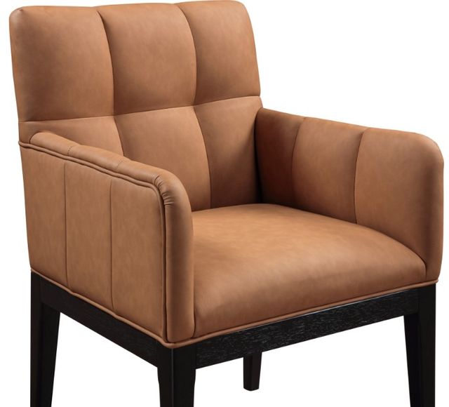 Meridian Furniture Adrian Cognac/Black Leather Upholstered Dining Arm Chair-4