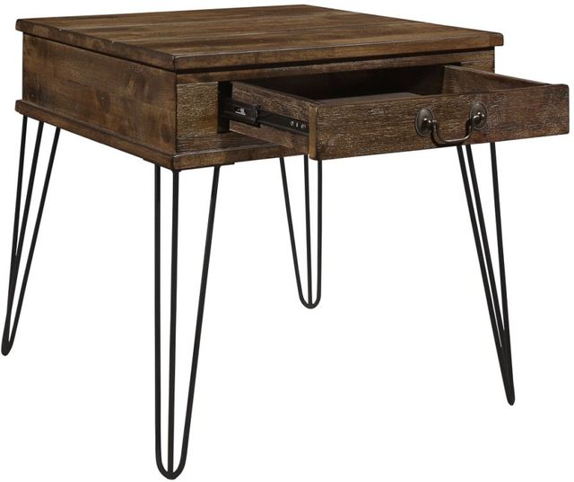 Mazin Furniture Shaffner Rustic Oak End Table with Black Hairpin Legs-1