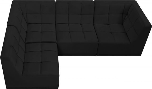 Meridian Furniture Relax 4-Piece Black Velvet Modular Sectional Set-3