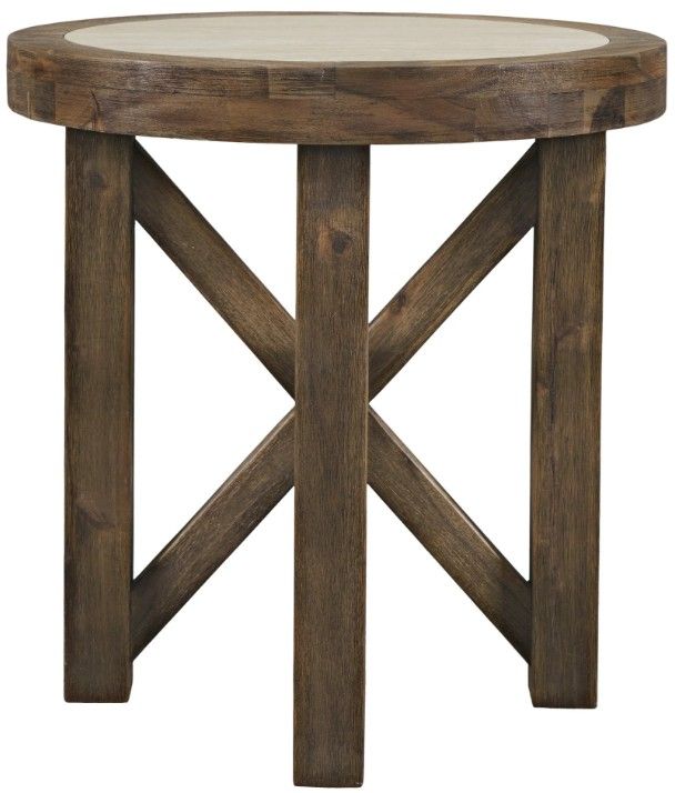 Jofran Inc. Sierrafina Beige Round End Table with Cortado Base-1