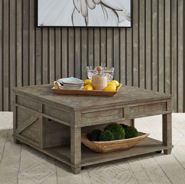 Liberty Furniture Parkland Falls Weathered Taupe Square Lift Top Cocktail Table-1
