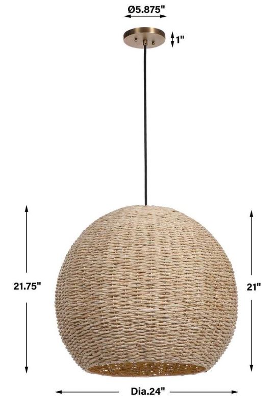 Uttermost®  Seagrass Antique Brass 1-Light Dome Pendant-2