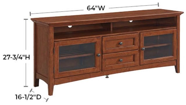 Whittier Wood® Furniture McKenzie Glazed Antique Cherry 64" Sound Bar Media Console-3