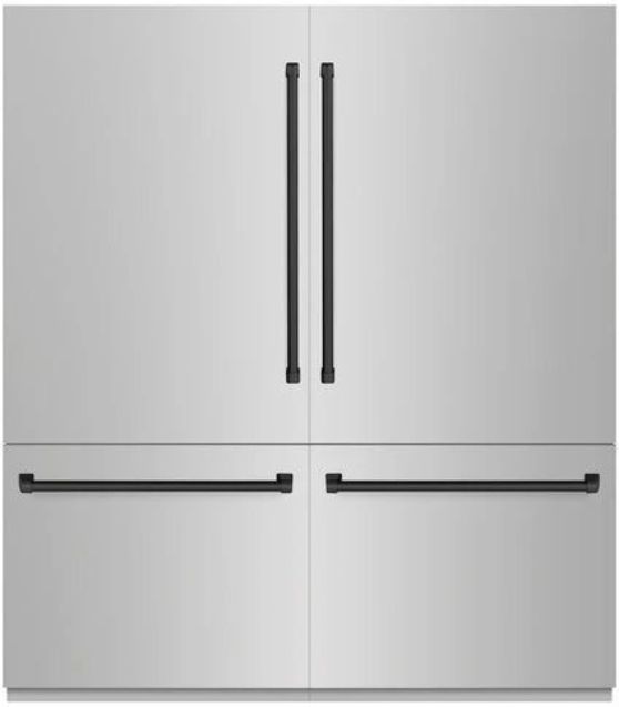 ZLINE Autograph Edition 72" 39.6 Cu. Ft. Stainless Steel Built In French Door Refrigerator with Matte Black Accents-0