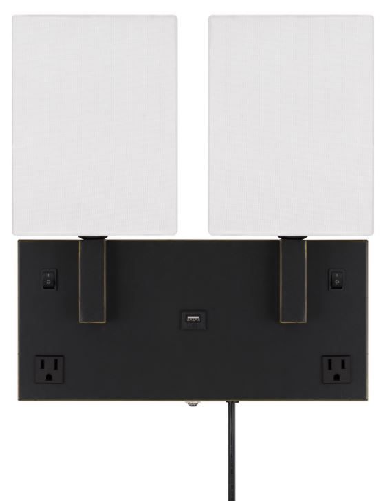 Cal® Lighting & Accessories Oberlin Dark Bronze/White Wall Lamp-2