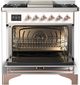Ilve® Majestic III 36'' White Pro Style Dual Fuel Liquid Propane Range with Triple Glass Door and Copper Trim-2