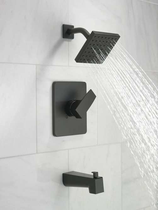 Delta Modern Monitor 14 Series 16" Matte Black Tub and Shower Trim-3
