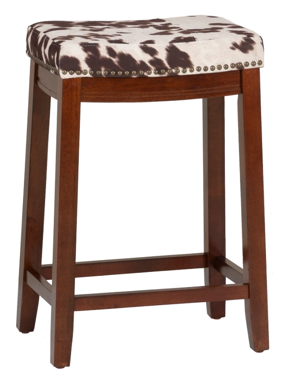 Linon Claridge Dark Brown Cow Counter Stool R&B's Home Source