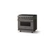 Viking® 5 Series 36" Damascus Gray Pro Style Dual Fuel (NG) Range with Brushed Brass Trim-2