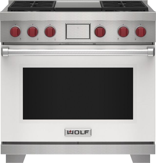 Wolf® 36" White Pro Style Dual Fuel Range