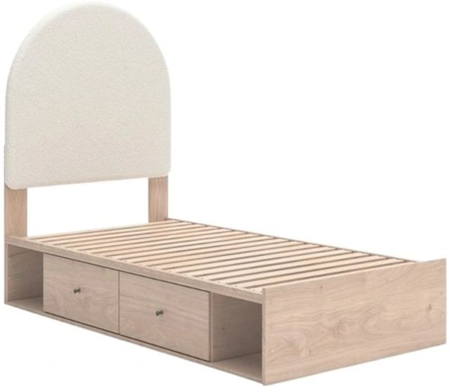 Signature Design by Ashley® Arloster Tan/White Twin Upholstered Panel Bed with 2-Drawer Storage-1