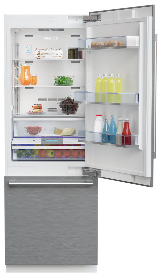 Beko 30 in. 16.4 Cu. Ft. Fingerprint-Free Stainless Steel Built In Counter Depth Bottom Freezer Refrigerator-1