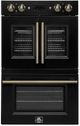 FORNO® Asti Series Alta Qualita 30" Black and Antique Brass Double Electric Wall Oven-0