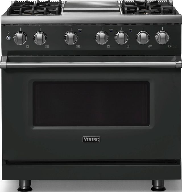 Viking® 5 Series 36" Antique Bronze Pro Style Dual Fuel (NG) Range with Polished Chrome Trim-0
