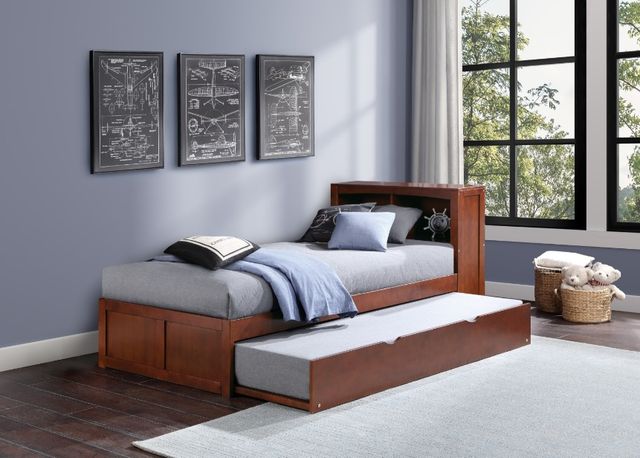 Homelegance® Rowe Dark Cherry Youth Twin Bookcase Platform Bed with Twin Trundle-1