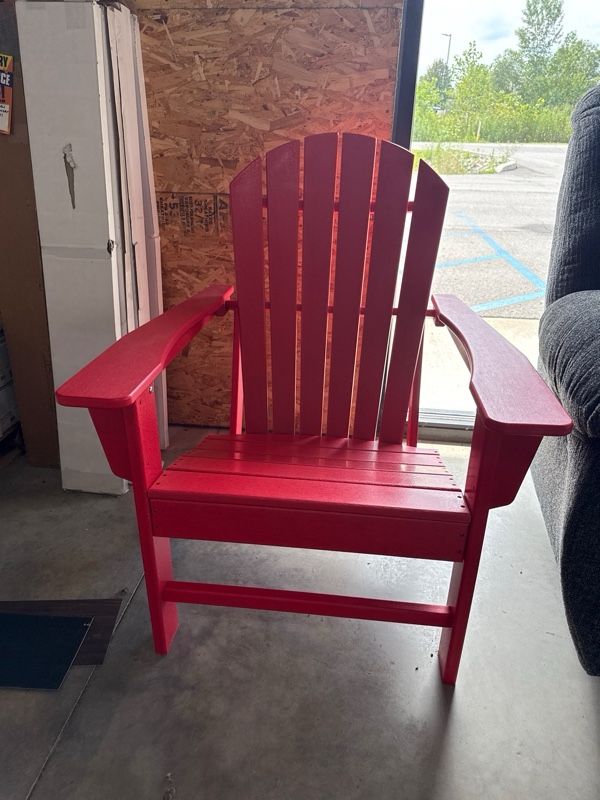 Clearance Signature Design by Ashley® Sundown Treasure Red Plastic Outdoor Adirondack Chair-0