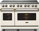 Viking® 5 Series 48" Pure White Pro Style Induction Range with Brushed Brass Trim-2