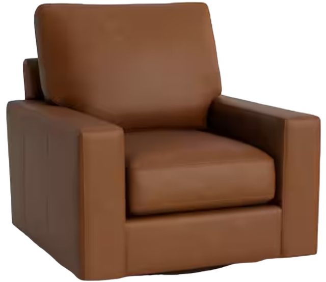 Bassett® Furniture Customizable Benchmade Premier Leather Large Track Arm Swivel Chair-0