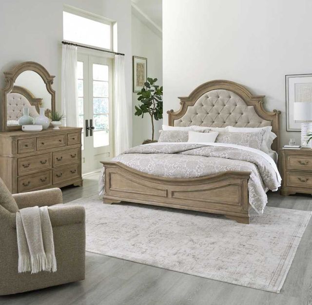 Liberty Furniture Magnolia Manor 4-Piece Taupe Mist/Weathered Bisque California King Upholstered Panel Bedroom Set-1