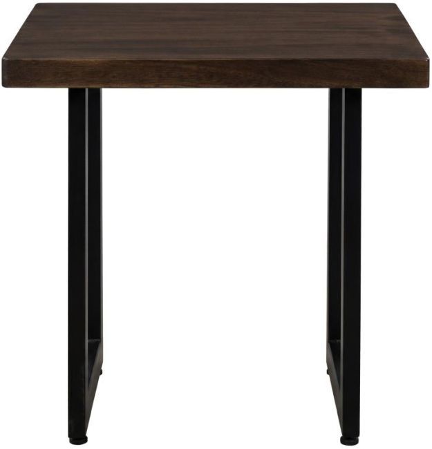 International Furniture Direct Zaphiro Brown Top End Table with Black Base-2