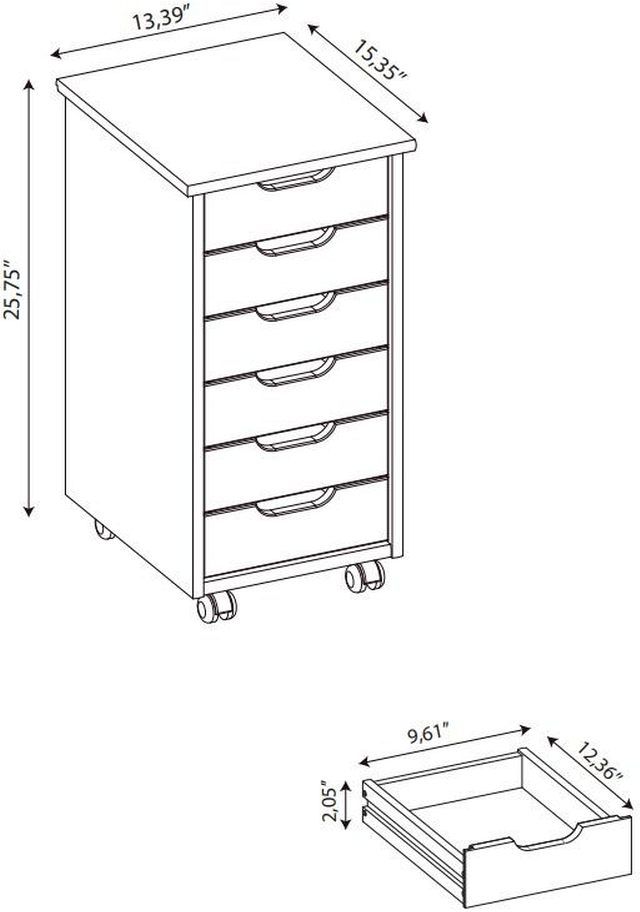 Linon Rudy White Rolling Storage Cart-2