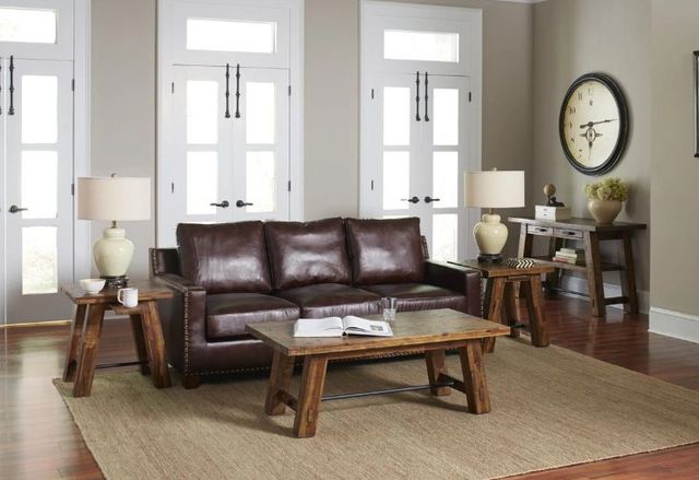 Jofran Inc. Cannon Valley Brown Trestle Cocktail Table-1