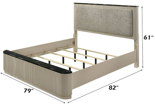 ACME Furniture Travonte Beige/Gray Linen Eastern King Upholstered Panel Bed-2