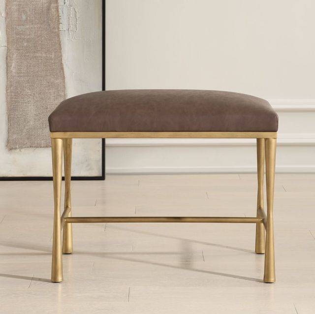 Uttermost® Reform Antiqued Gold/Cocoa Small Bench-1