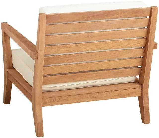 Linon Cannon Natural Teak Wooden Outdoor Armchair with Cushions-3