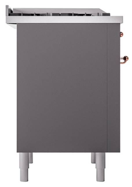 Ilve® Nostalgie II Noblesse 36'' Graphite Matte Pro Style Dual Fuel Range with Copper Trim-2