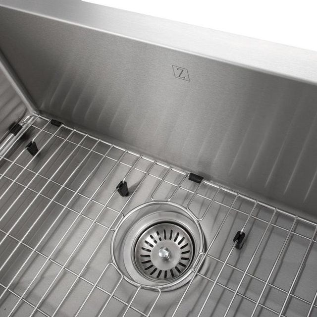 ZLINE Zermatt 30" Stainless Steel Farmhouse Apron Mount Single Bowl Kitchen Sink with Bottom Grid-4